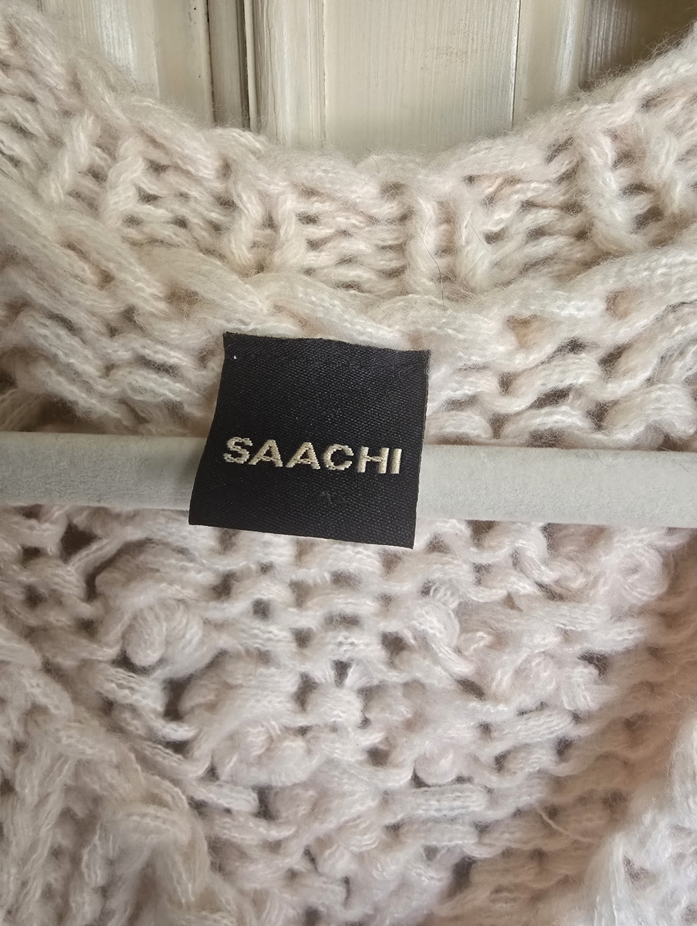 SAACHI Chunky Crochet Cardigan with Colorful Embroidery-One Size - Picture 3 of 9